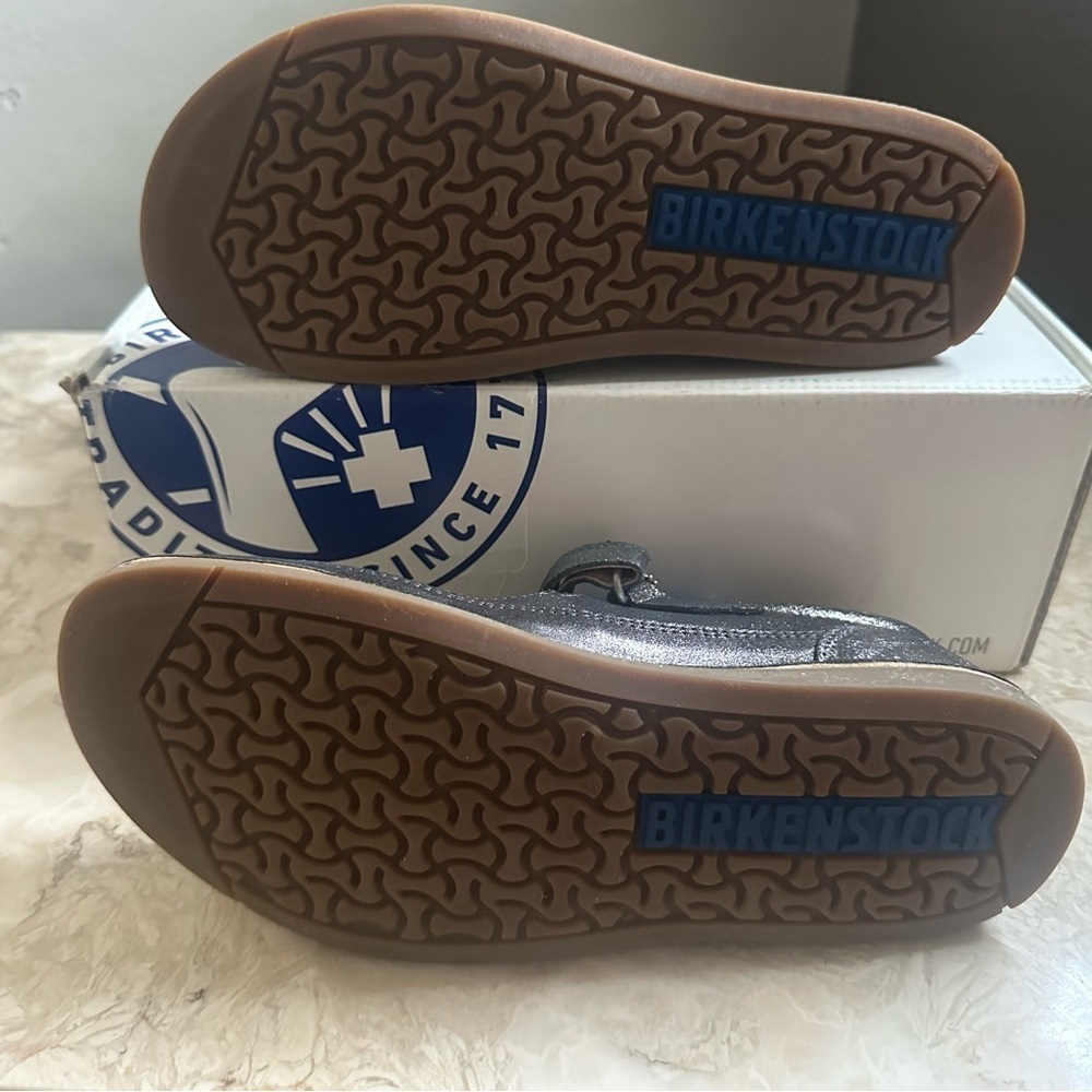 Birkenstock Kids Silver Metallic Mary Jane Shoes “June” NWT - Picture 3 of 7